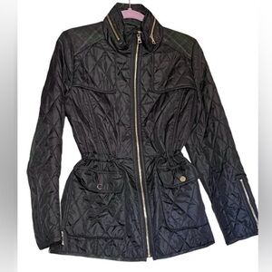 Sam Edelman Black Quilted Utility Jacket with Zip Accents